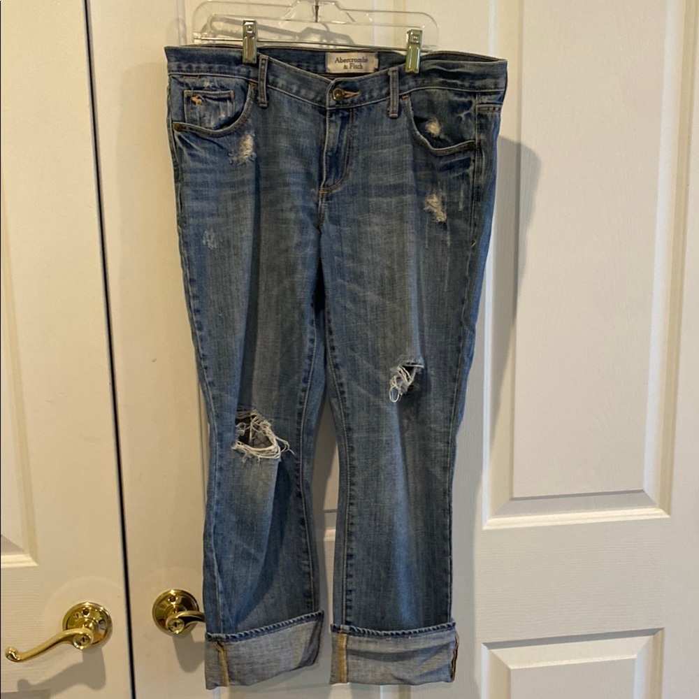 Abercrombie & Fitch Boyfriend Blue Jeans with Rolled Hems
